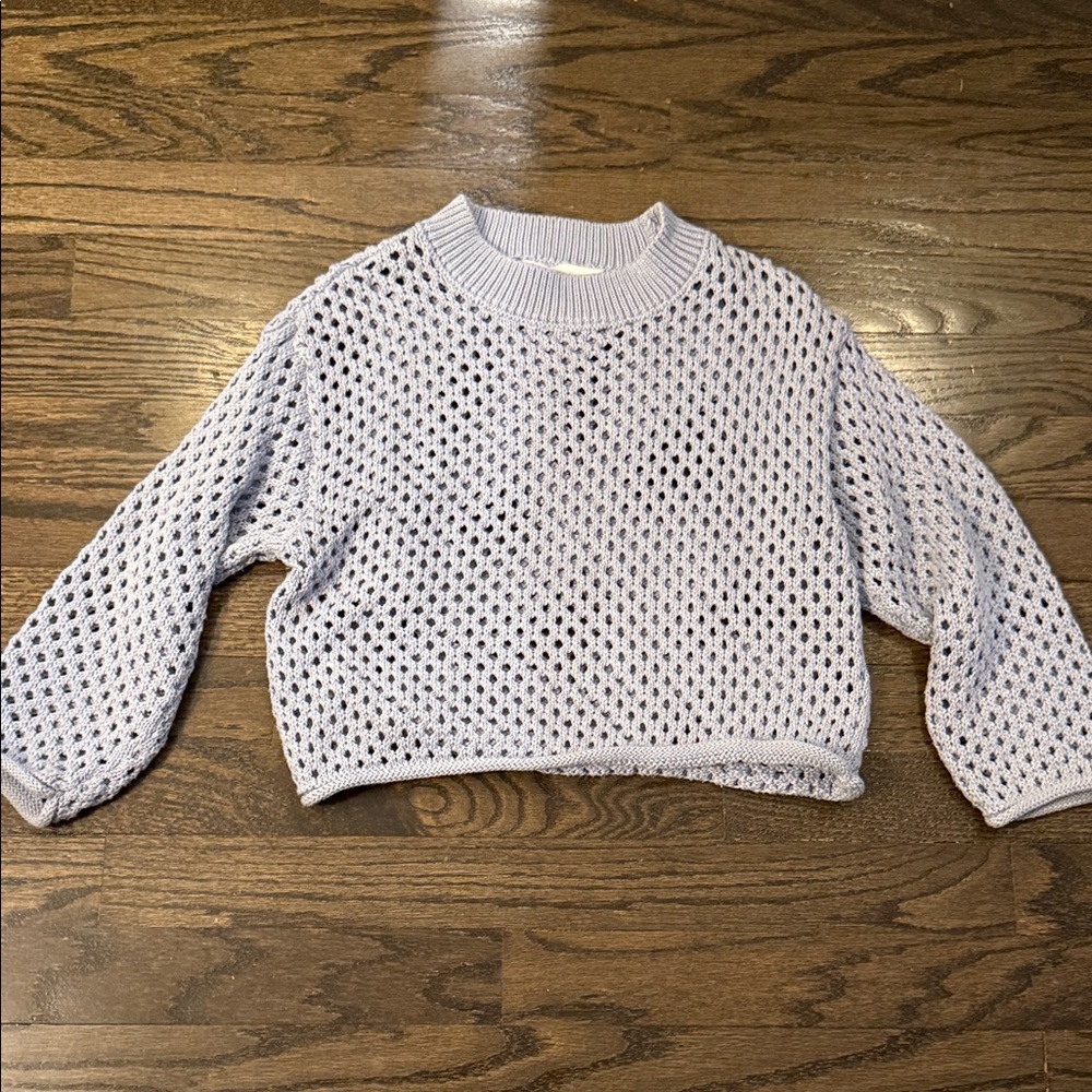 Light Blue Knit Cropped Sweater